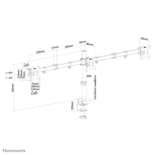 Neomounts FPMA-D550D3BLACK Monitor arm 10-27" - Image 10