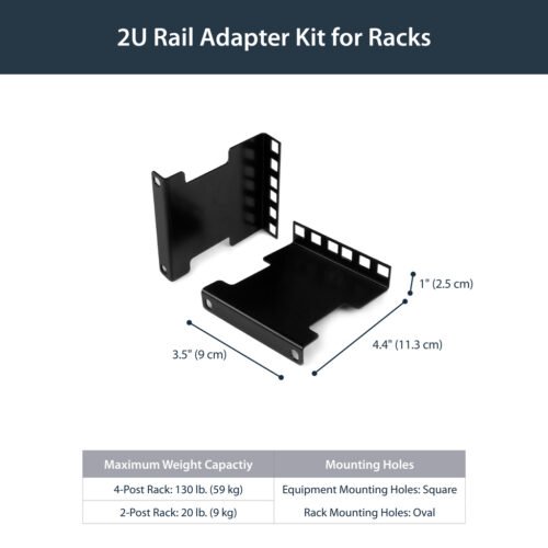 StarTech.com 2U Server Rack Depth Extender Adapter Kit with 4” Adjustment - Image 2
