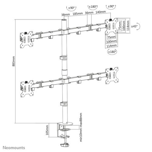 Neomounts FPMA-D550D4BLACK Monitor arm 13-32" - Image 14