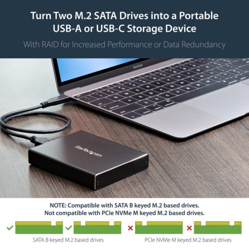 StarTech.com Dual-Slot Drive Enclosure for M.2 SATA SSDs - USB 3.1 (10Gbps) - RAID - Image 7