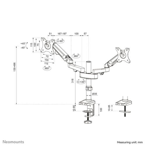 Neomounts DS70-750BL2 Monitor arm 17-27" - gas spring - Image 19