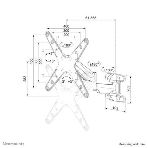 Neomounts WL70-550BL14 Monitor/TV mount wall 32-55" - gas spring - full motion - Image 15