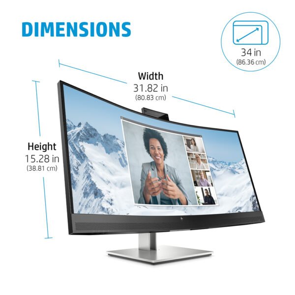 HP E34m G4 WQHD Curved USB-C Conferencing Monitor - Image 4