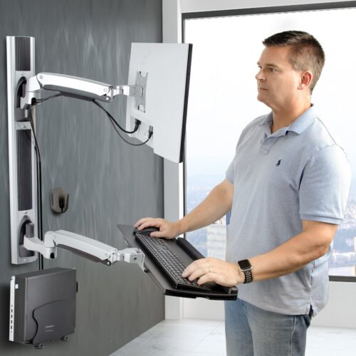 StarTech.com Wall Mount Workstation, VESA Mount For 32" Monitors (22lb/10kg), Fully Articulating Single Monitor Mount & Keyboar - Image 2