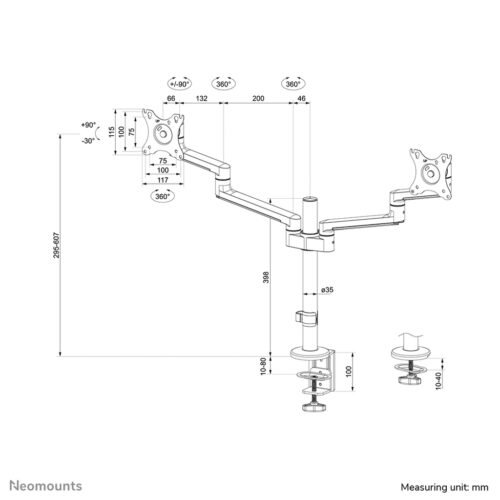 Neomounts DS60-425WH2 Monitor arm 17-27" - space saving - Image 20