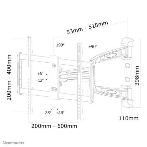 Neomounts LED-W700SILVER TV mount wall 32-60" - full motion - Image 9