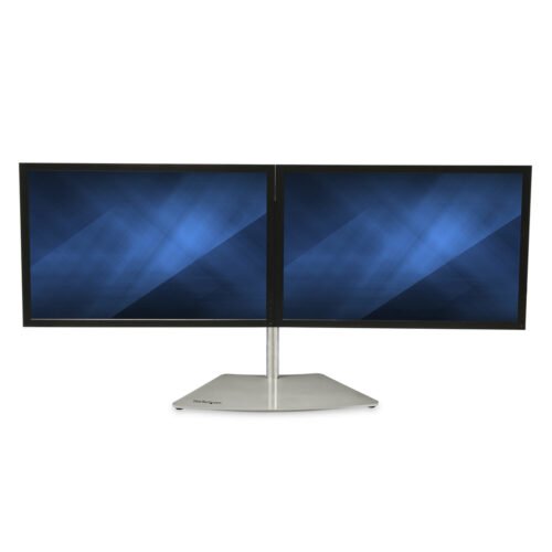 StarTech.com Dual Monitor Stand - Ergonomic Free Standing Dual Monitor Desktop Stand for two 24" VESA Mount Displays - Synchron - Image 3