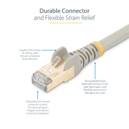 StarTech.com 2m CAT6a Ethernet Cable - 10 Gigabit Shielded Snagless RJ45 100W PoE Patch Cord - 10GbE STP Network Cable w/Strain - Image 2