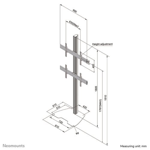 Neomounts NMPRO-S12 Videowall floor stand 32-65" - vertical installation - Image 8