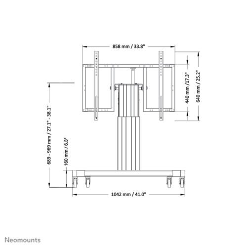 Neomounts PLASMA-M2550TSILVER TV trolley 42-85" - motorised - table tilt function - Image 4