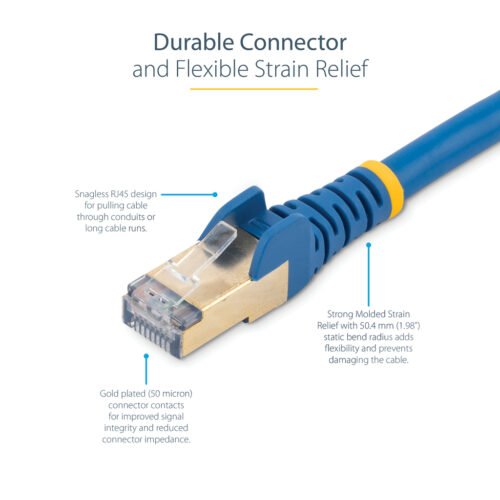 StarTech.com 2m CAT6a Ethernet Cable - 10 Gigabit Shielded Snagless RJ45 100W PoE Patch Cord - 10GbE STP Network Cable w/Strain - Image 10