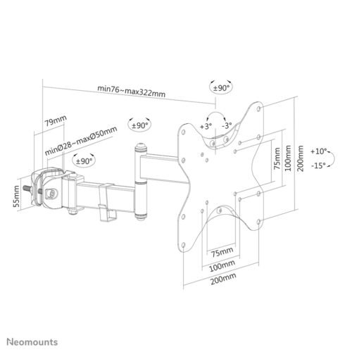 Neomounts FL40-450BL12 TV pole mount 23-42" - diam. 28-50 mm - full motion - Image 13