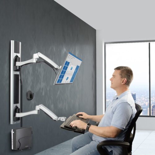 StarTech.com Wall Mount Workstation, VESA Mount For 32" Monitors (22lb/10kg), Fully Articulating Single Monitor Mount & Keyboar - Image 7