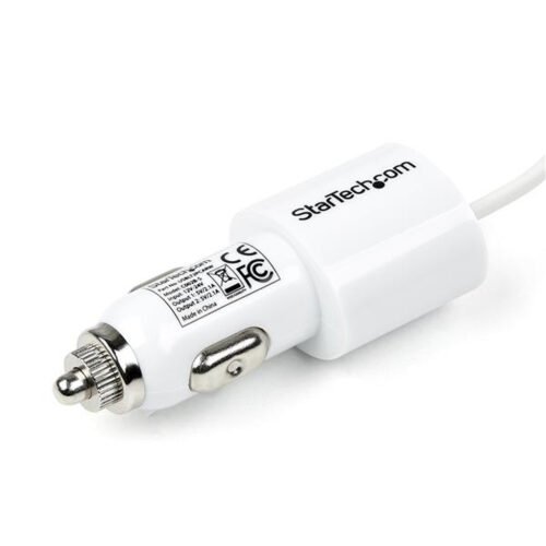 StarTech.com Dual-Port Car Charger - USB with Built-in Lightning Cable - White - Image 7