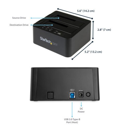 StarTech.com Standalone Hard Drive Duplicator, Dual Bay HDD/SSD Cloner/Copier, USB 3.1 (10Gbps) to SATA III HDD/SSD Docking Sta - Image 3