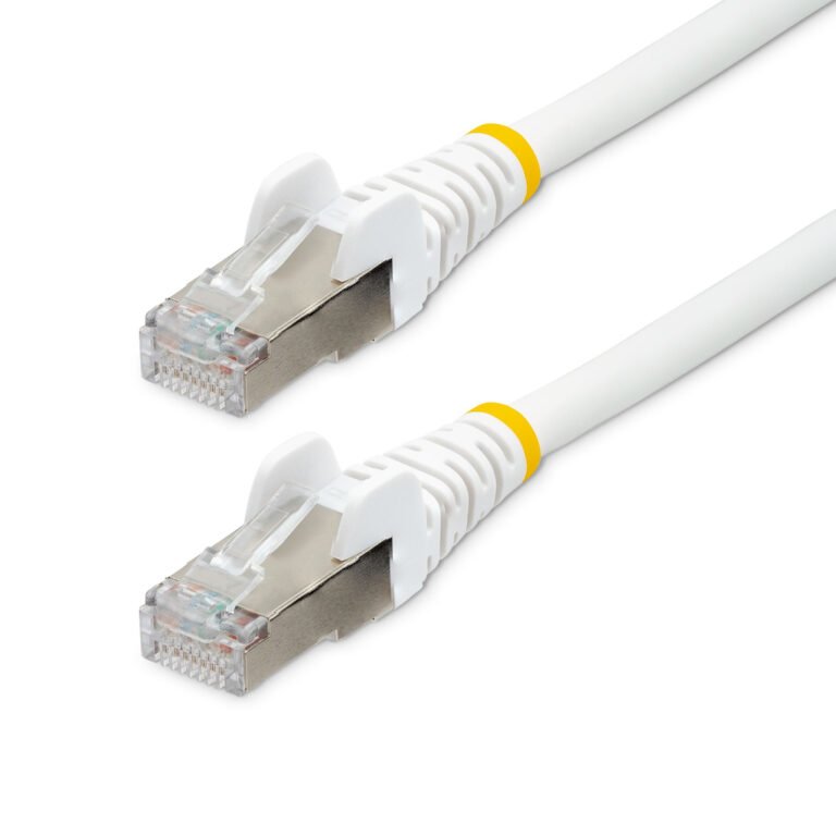 StarTech.com 2m CAT6a Ethernet Cable - White - Low Smoke Zero Halogen (LSZH) - 10GbE 500MHz 100W PoE++ Snagless RJ-45 w/Strain