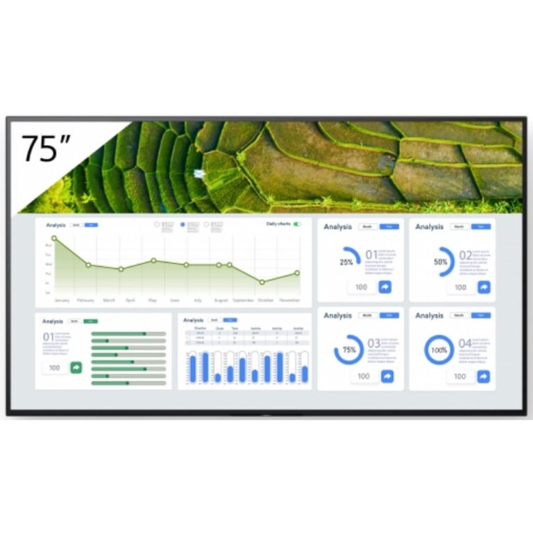 Sony FW-75BZ30L Signage Display Digital signage flat panel 190.5 cm (75") LCD Wi-Fi 440 cd/m² 4K Ultra HD Black Android 24/7