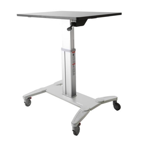 StarTech.com Mobile Standing Desk - Portable Sit Stand Ergonomic Height Adjustable Cart on Wheels - Rolling Computer/Laptop Wor
