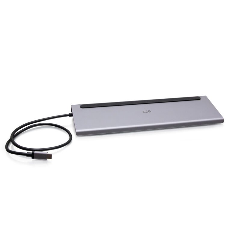 C2G USB-C 10-in-1 Triple Display Docking Station with HDMI, DisplayPort, VGA, Ethernet, USB, SD Card Reader, 3.5mm Audio and Po
