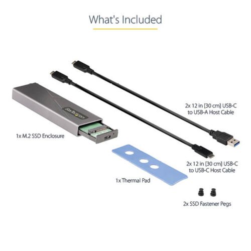 StarTech.com USB-C 10Gbps to M.2 NVMe or M.2 SATA SSD Enclosure - Tool-free External M.2 PCIe/SATA NGFF SSD Aluminum Case - USB - Image 24