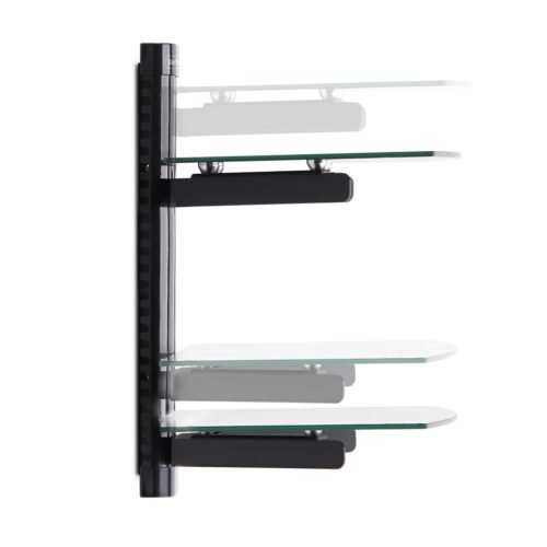 StarTech.com Dual Floating Wall-Mounted AV Shelves, Adjustable Height Shelf For Under TV, Organize A/V Equipment On Black Tempe - Image 2