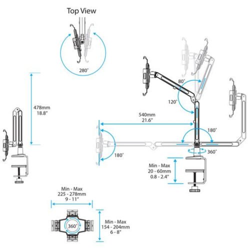 StarTech.com Desk-Mount Tablet Arm - Articulating - For iPad or Android - Image 5