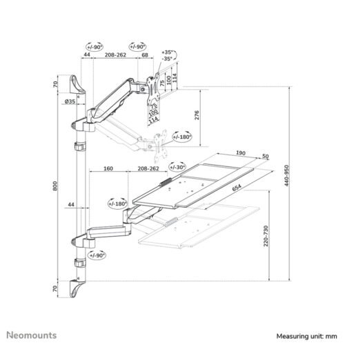Neomounts WL90-325BL1 Sit-stand workstation wall 17-32" - gas spring - Image 15