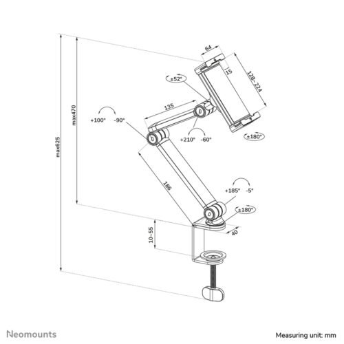 Neomounts DS15-545WH1 Tablet holder desk clamp 4.7-12.9" - universal - full motion - Image 7