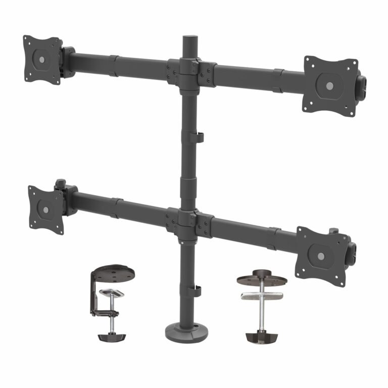 StarTech.com Desk Mount Quad Monitor Arm - Ergonomic VESA 4 Monitor Mount 2x2 up to 27" - Articulating & Height Adjustable Pole