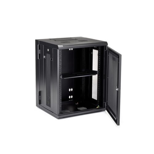 StarTech.com 4-Post 15U Wall Mount Network Cabinet with 1U Shelf, 19" Hinged Wall-Mounted Server Rack for Data / AV / Electroni - Image 5