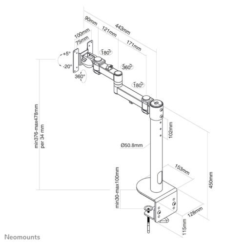 Neomounts FPMA-D960BLACKPLUS Monitor arm 10-49" - Image 6