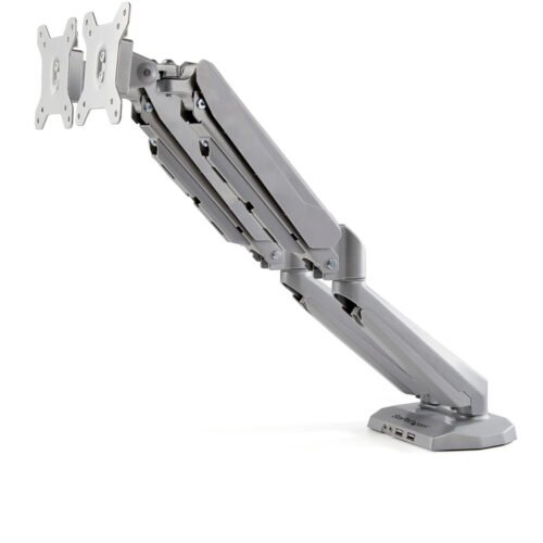 StarTech.com Desk Mount Dual Monitor Arm with USB & Audio - Desk Clamp VESA Mount for up to 32 inch Displays - 2x USB, 2x 3.5mm