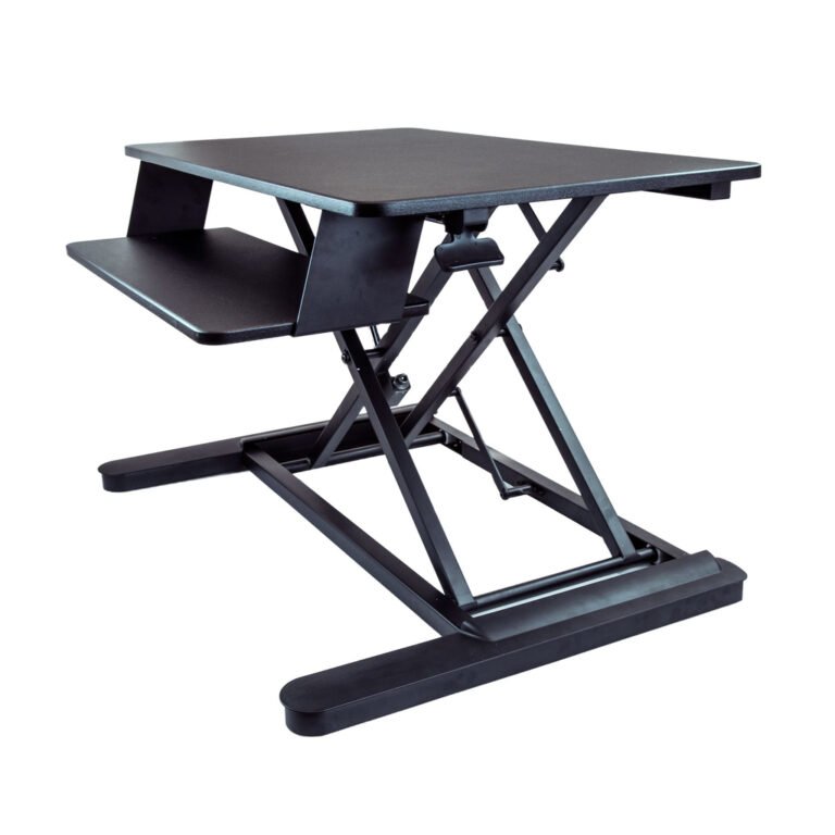 StarTech.com Sit Stand Desk Converter with Keyboard Tray - Large 35” x 21" Surface - Height Adjustable Ergonomic Desktop/Tabl