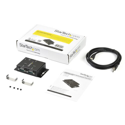 StarTech.com 2 Port Industrial Wall Mountable USB to Serial Adapter Hub with DIN Rail Clips - Image 3