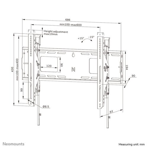 Neomounts WL35-750BL16 Heavy duty wall mount 42-86" - tilt - lockable - fast installation - TÜV - Image 17