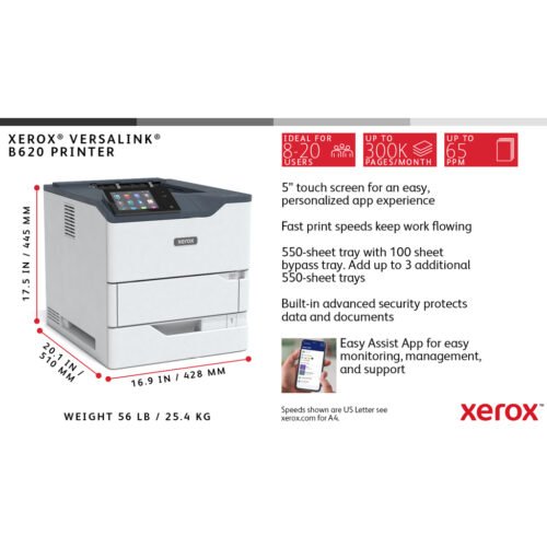 Xerox VersaLink B620 A4 61ppm Duplex Printer PS3 PCL5e/6 2 Trays 650 Sheets - Image 22