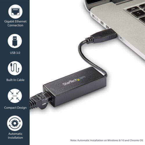 StarTech.com USB 3.0 to Gigabit Ethernet Network Adapter, 10/100/1000 Mbps, USB to RJ45, USB 3.0 to LAN Adapter, USB 3.0 Ethern - Image 4