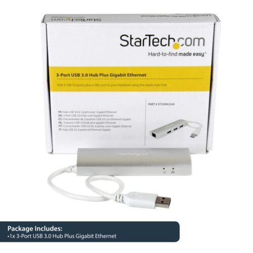 StarTech.com 3-Port Portable USB 3.0 Hub plus Gigabit Ethernet - Built-In Cable~3-Port Portable USB 3.0 Hub plus Gigabit Ethern - Image 11