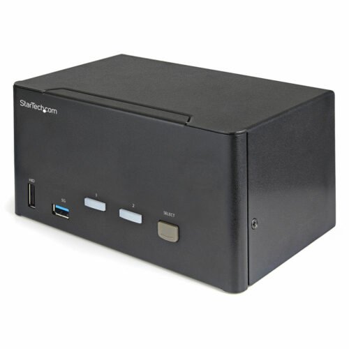 StarTech.com 2 Port Triple Monitor DisplayPort KVM Switch - 4K 60Hz UHD HDR - Desktop DP 1.2 KVM with 2 Port USB 3.0 Hub (5Gbps