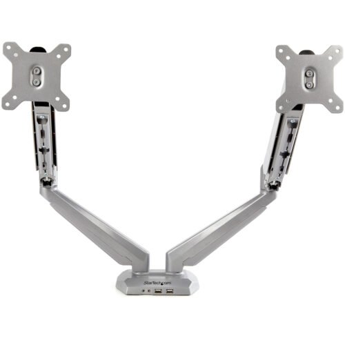 StarTech.com Desk Mount Dual Monitor Arm with USB & Audio - Desk Clamp VESA Mount for up to 32 inch Displays - 2x USB, 2x 3.5mm - Image 3