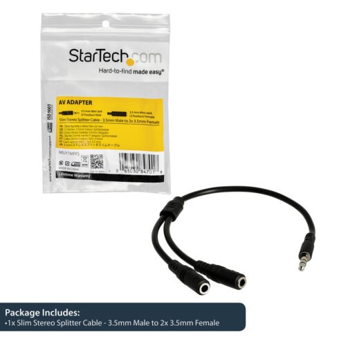 StarTech.com Slim Stereo Splitter Cable - 3.5mm Male to 2x 3.5mm Female - Image 8