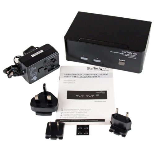 StarTech.com 2 Port DVI VGA Dual Monitor KVM Switch USB with Audio & USB 2.0 Hub - Image 4