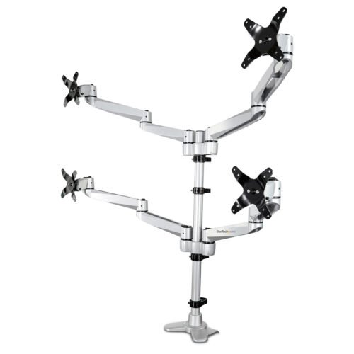 StarTech.com Desk Mount Quad Monitor Arm – Premium Articulating VESA 4 Monitor Mount 2x2 up to 30" – Ergonomic Height Adjus