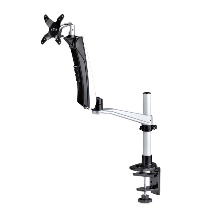 StarTech.com Monitor Desk Mount For 27in 16:9 or 30in 21:9 Ultrawide Screens, VESA 75x75/100x100, Tool-Less Arm Adjustments, C-