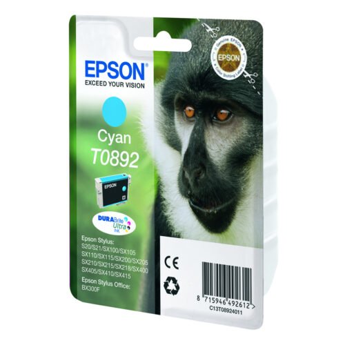 Epson Monkey Singlepack Cyan T0892 DURABrite Ultra Ink - Image 2