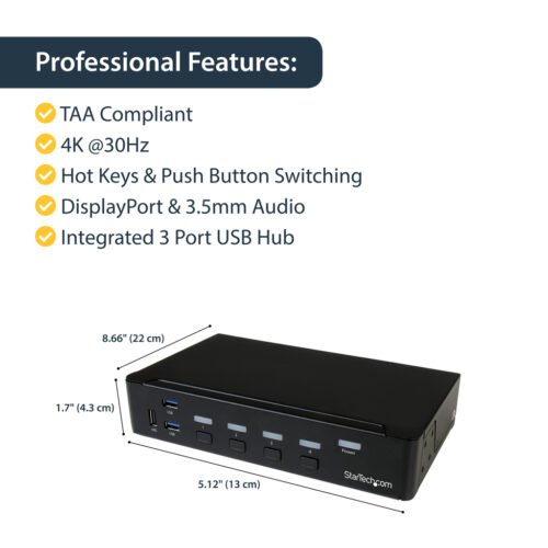 StarTech.com 4-Port DisplayPort KVM Switch - USB 3.0 - 4K 30Hz - Image 9