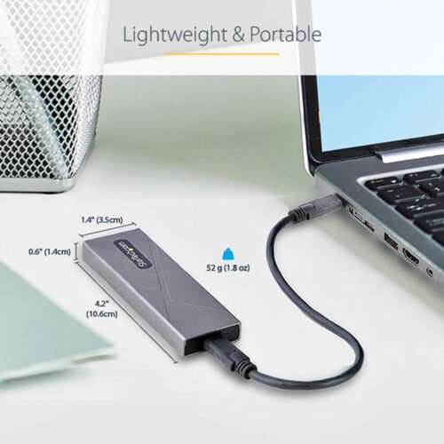 StarTech.com USB-C 10Gbps to M.2 NVMe or M.2 SATA SSD Enclosure - Tool-free External M.2 PCIe/SATA NGFF SSD Aluminum Case - USB - Image 15