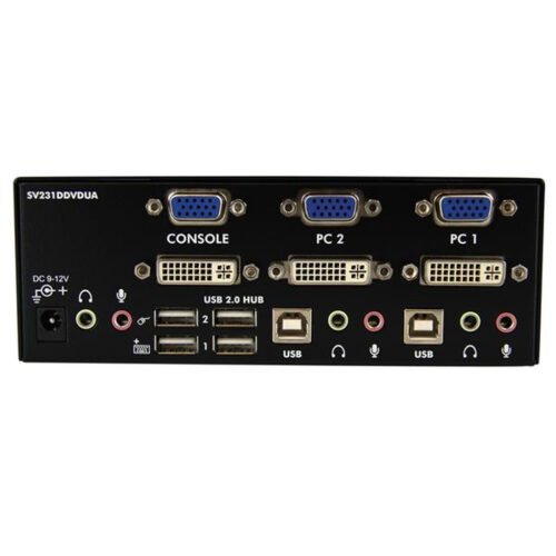StarTech.com 2 Port DVI VGA Dual Monitor KVM Switch USB with Audio & USB 2.0 Hub - Image 3