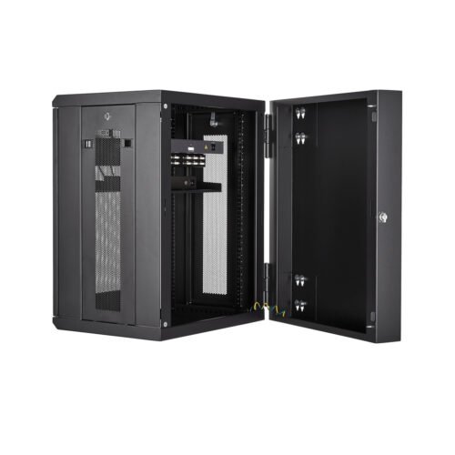 StarTech.com 4-Post 15U Wall Mount Network Cabinet with 1U Shelf, 19" Hinged Wall-Mounted Server Rack for Data / AV / Electroni - Image 4