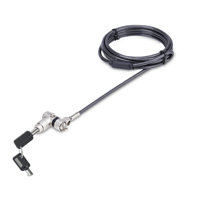StarTech.com 3-in-1 Universal Laptop Lock 6.6ft (2m), Master Keyed Locking Cable, Computer Security, Compatible w/Noble Wedge&#